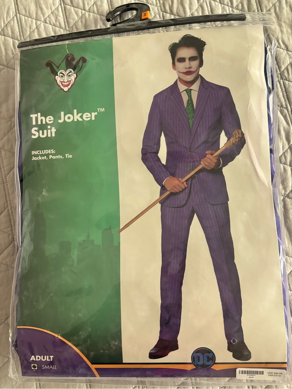 Spirit The Joker Costume in Purple with Pinstripes (NWOT), New Wig included